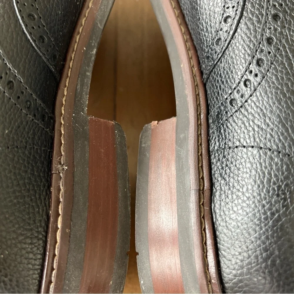 COLE HAAN Pebbled Black Leather C27088 Grand 0s Wingtip Loafer Shoes, Mens 12